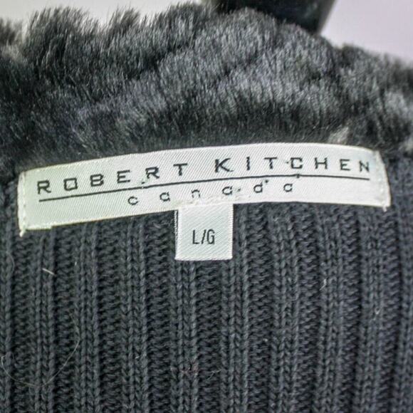 Robert Kitchen Cardigan Jacket Swacket Faux Fur Trim Whimsygoth L - Picture 5 of 6
